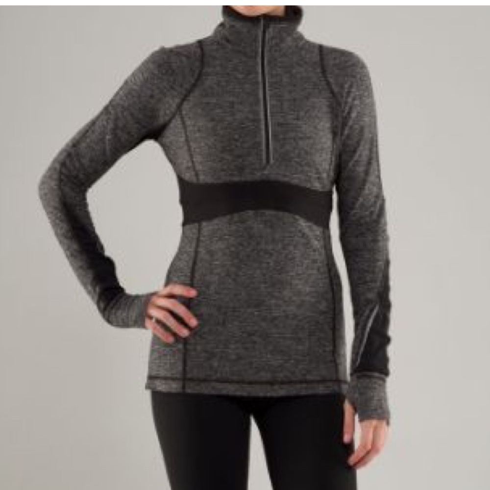Lululemon Run Full Tilt Half Zip Pullover Gray Black Size 8